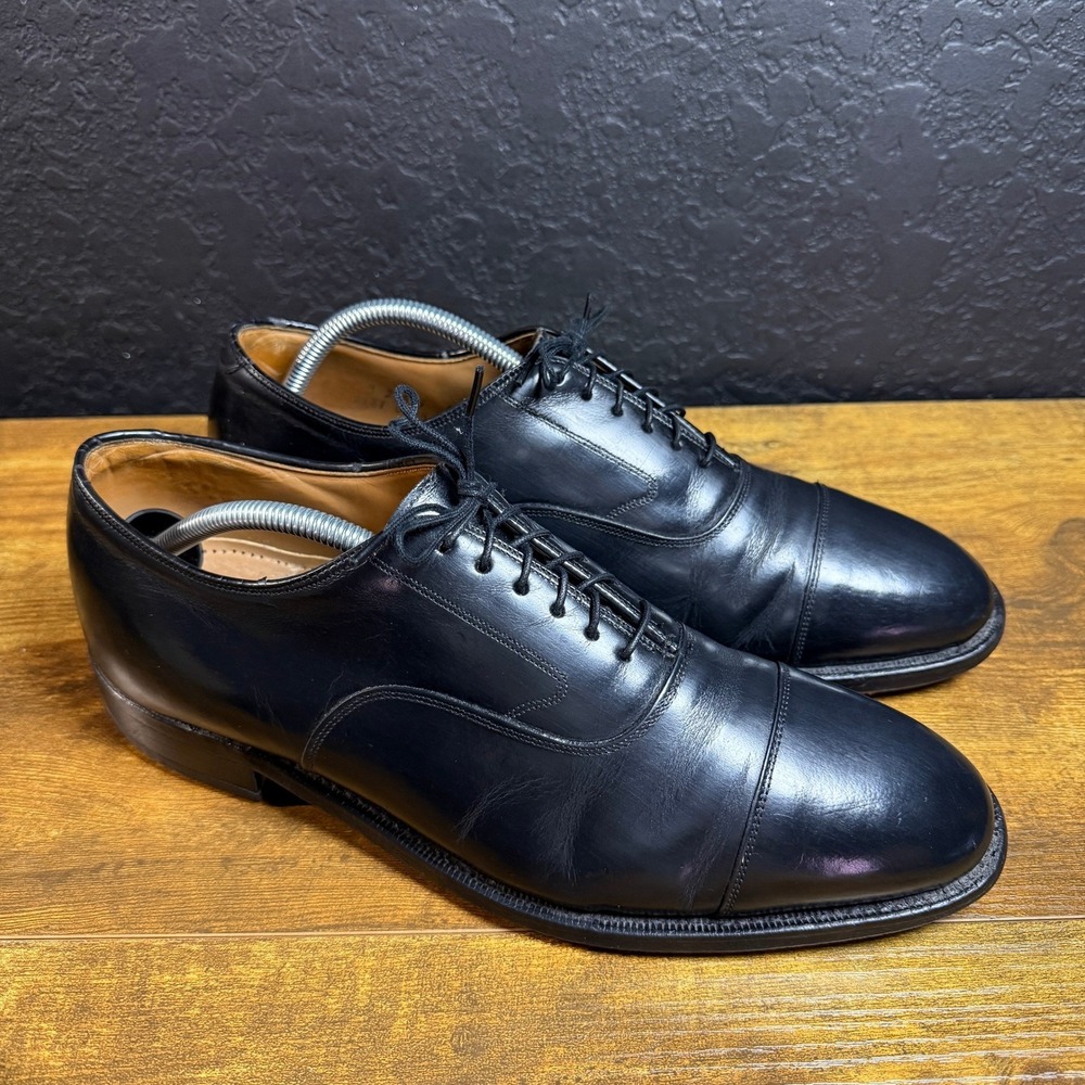 Johnston & Murphy Optima Black Leather Cap Toe Oxford Dress Shoes Mens 10.5 D